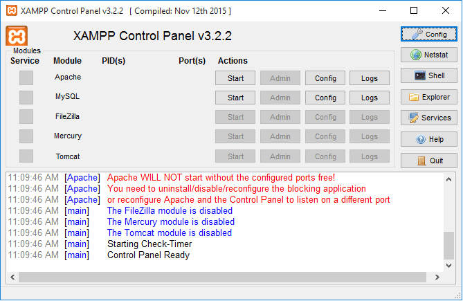 Solving XAMPP Error on Windows - wordpress localhost installation